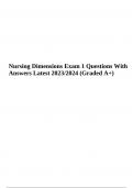 Dimensions of Nursing Exam 1 Questions With Answers Latest 2023/2024 (Graded A+)