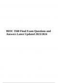BIOC 3560 Final Exam Questions and Answers Latest Updated 2023/2024 (Graded A+) | BIOC 3560 Final Exam Questions With Correct Answers (Graded A+) & BIOC 3560 Midterm Exam Questions With Answers Latest 2023/2024 (Graded 100%)