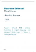 Edexcel English Language and Literature 8EL0/01 Mark Scheme June2023.