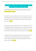 Hawaii State Real Estate Questions and  Answers Passed with 100&percnt;