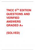 TNCC 9th Edition – Questions and Answers Graded A+ (SOLVED 2023/2024)