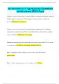 Introduction to Cryptography Questions  and Answers 100&percnt; Pass