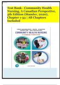 Test Bank - Community Health Nursing, A Canadian Perspective, 5th Edition (Stamler, 2020), Chapter 1-33 | All Chapters Included