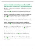 Alabama Health and Life Insurance Exam &vert; 199 Questions and Answers with Complete Solutions