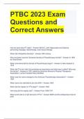 PTBC 2023 Exam Questions and Correct Answers 