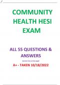 2023&sol;2024 COMMUNITY HEALTH HESI EXAM 55 QUESTIONS & ANSWERS GUIDE