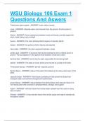 WSU Biology 106 Exam 1 Questions And Aswers