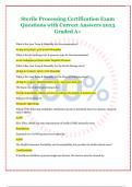 Sterile Processing Certification Exam Questions with Correct Answers 2023 Graded A+