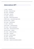 Abbreviations DPT Questions and Answers 100&percnt; correct 2023