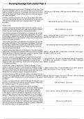 Nursing Dosage Calculation Test 1 graded A&plus;