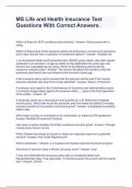 MS Life and Health Insurance Test Questions With Correct Answers&period;