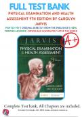 Test Bank For Physical Examination and Health Assessment 9th Edition By Carolyn Jarvis; Ann L. Eckhardt | 9780323809849 | 2024-2025 | Chapter 1-32 | All Chapters with Answers and Rationals