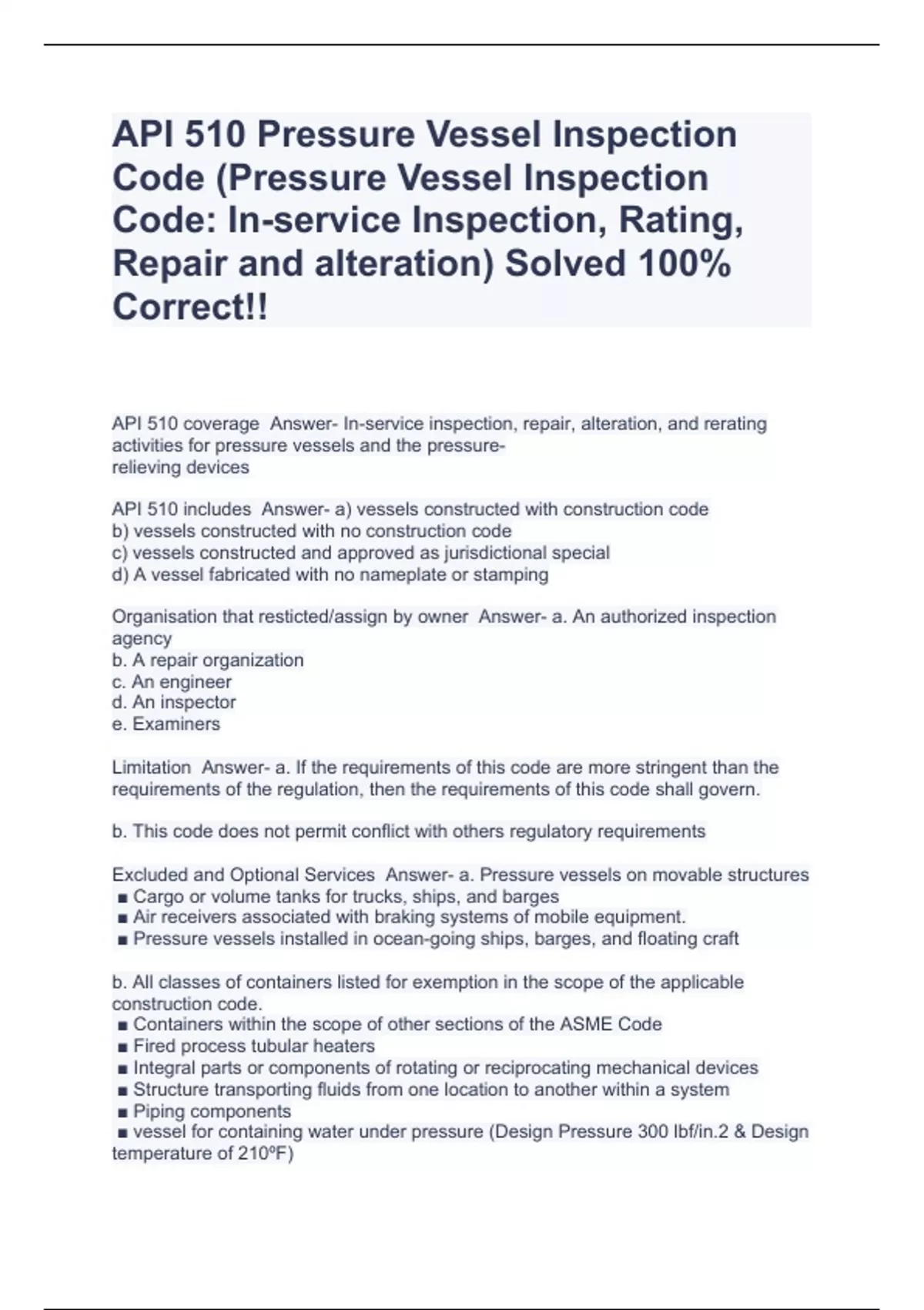 API 510 Pressure Vessel Inspection Code (Pressure Vessel Inspection ...