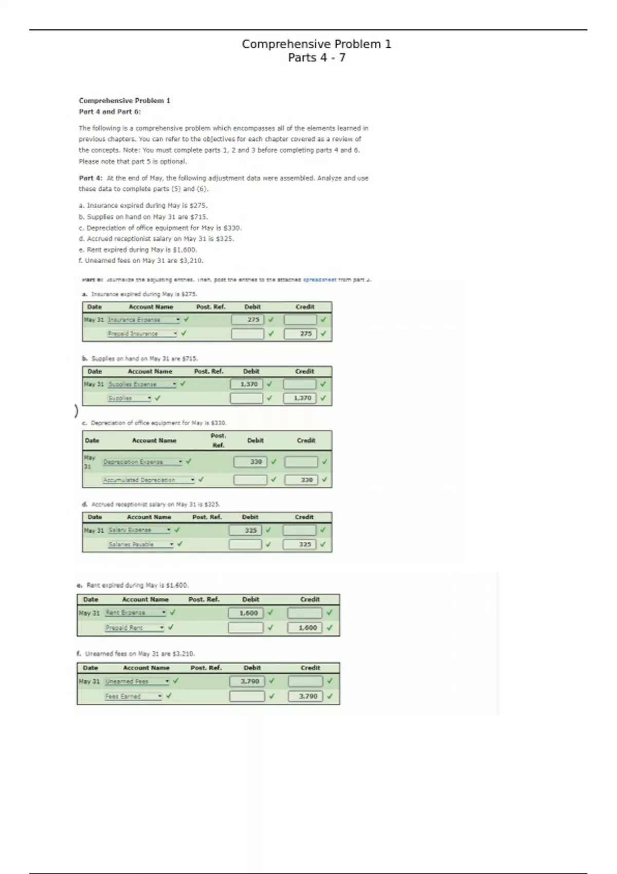 Comprehensive Problem 1- Parts 1 - 10 - Stuvia US