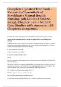 Complete Updated Test Bank - Varcarolis’ Essentials of Psychiatric Mental Health Nursing, 5th Edition (Fosbre, 2023), Chapter 1-28 + NCLEX Case Studies with Answers | All Chapters 2023/2024