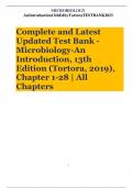 Complete and Latest Updated Test Bank - Microbiology-An Introduction, 13th Edition (Tortora, 2019), Chapter 1-28 | All Chapters