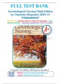 Test Bank for Gerontological Nursing 9th Edition by Charlotte Eliopoulos 9780060000387 | Complete Guide A+