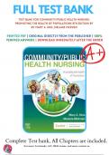Test bank For Community Public Health Nursing&colon; Promoting the Health of Populations 8th Edition by Mary A&period; Nies &lpar;2023&sol;2024&rpar;&comma; 9780323795319&comma; Chapter 1-34 Complete Questions and Answers A&plus;