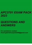 APC3701 Exam pack 2023
