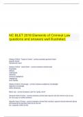  NC BLET 2018 Elements of Criminal Law questions and answers well illustrated.