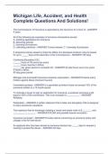 Michigan Life&comma; Accident&comma; and Health Complete Questions And Solutions&excl;