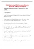 WGU Marketing C712 Consumer Behavior questions with correct answers