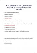 CNA Chapter 7 Exam Questions and Answers &lpar;2022&sol;2023&sol;2024&rpar; &lpar;Verified Answers&rpar;