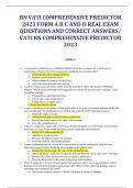 RN VATI COMPREHENSIVE PREDICTOR 2023 FORM A B C AND D REAL EXAM QUESTIONS AND CORRECT ANSWERS/ VATI RN COMPREHENSIVE PREDICTOR 2023   
