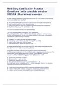 Med-Surg Certification Practice Questions | with complete solution 2023/24 | Guaranteed success