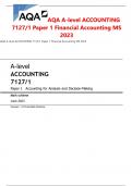 AQA A-level ACCOUNTING 7127&sol;1 Paper 1 Financial Accounting MS 2023