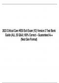 2023 Critical Care HESI Exit Exam (V2) Version 2 Test Bank Guide (ALL 55 Q&A) 100% Correct – Guaranteed A++  (Next Gen Format)