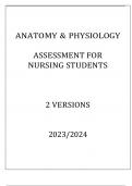 ANATOMY & PHYSIOLOGY ASSESSMENT FOR NURSING STUDENTS 2 VERSIONS