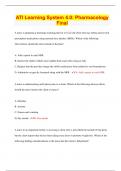 ATI Learning System 4&period;0&colon; Pharmacology  Final&lpar;Top  2024&sol;2025 EXAM REVIEW PAPERS &sol; GRADED A&plus;&sol; 100&percnt;  Accurate&rpar;