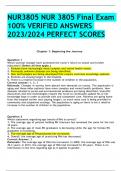NUR3805 NUR 3805 Final Exam 100&percnt; VERIFIED ANSWERS 2023&sol;2024 PERFECT SCORES 