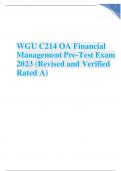 WGU C214 OA Financial Management Pre-Test Exam 2023 (Revised and Verified Rated A)