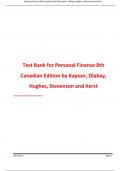 Test Bank for Personal Finance 8th Canadian Editio By Kapoor, Dlabay, Hughes, Stevenson and Kerst All Chapters Updated A+
