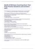 Health & Wellness Coaching Exam Test Prep Practice Questions and answers 2023