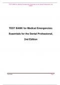 TEST BANK for Medical Emergencies: Essentials for the Dental Professional, 2nd Edition . ISBN-. All Chapters Updated A+
