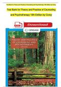 TEST BANK For Theory and Practice of Counseling and Psychotherapy 10th Edition by Corey | Complete Chapter's 1 - 16 | 100 % Verified