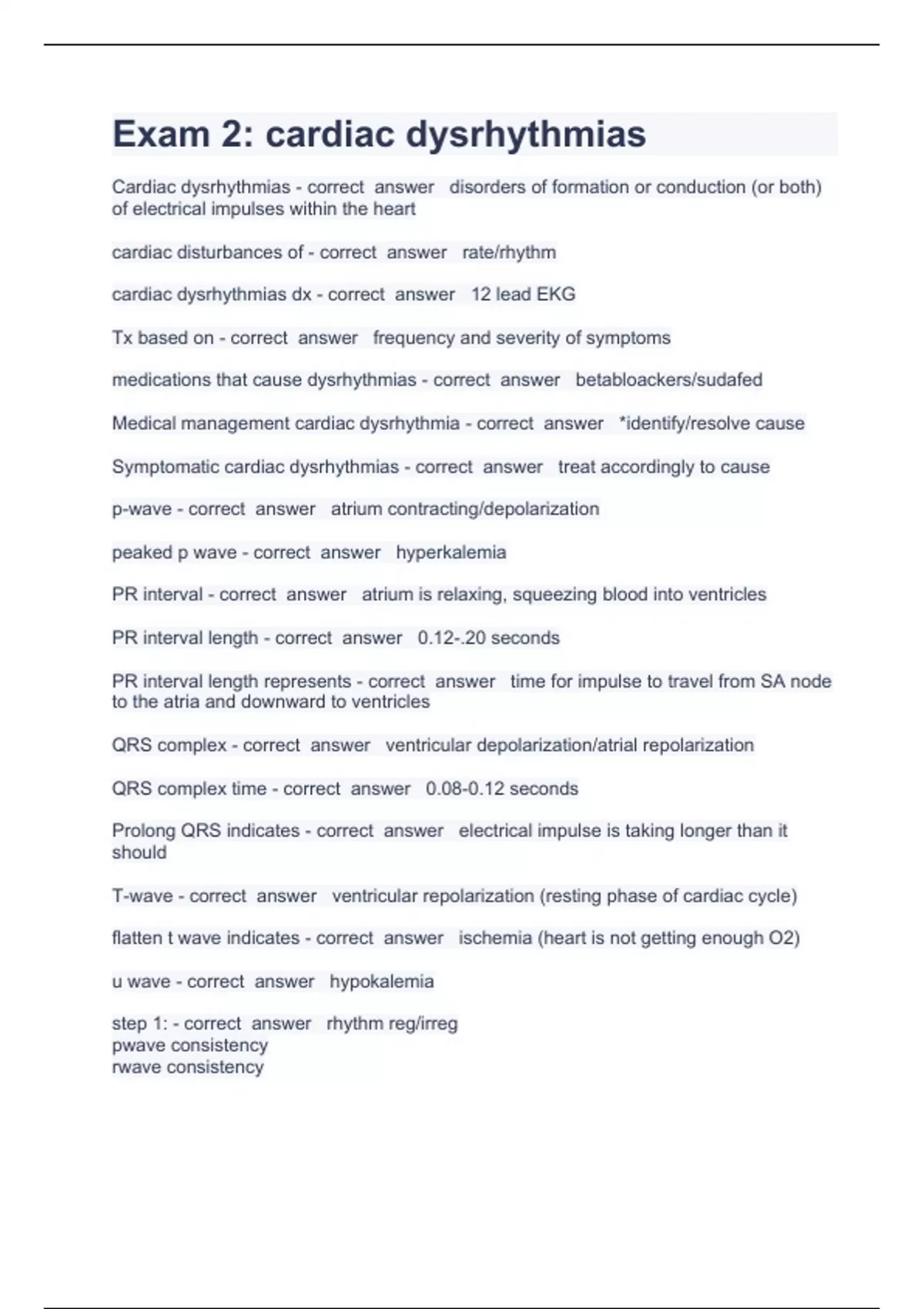 Exam 22 Question and answers correctly solved 2023/2024 - Dysrhythmias ...