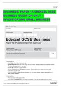 &lbrack;BUSINESS&rsqb; PAPER 1A EDEXCEL GCSE BUSINESS QUESTION ONLY &ndash; INVESTIGATING SMALL BUSINESS