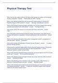 Physical Therapy Test Questions and Answers 2023