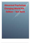 Abnormal Psychology Changing World 9th Edition Test Bank&period;pdf