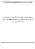 TEST BANK for Modern Systems Analysis and Design 9th Edition by Joseph Valacich, Joey George and Jeffrey Hoffer ISBN-13: 9780135791578. All Chapters 1-14. A+