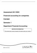 FAC2601 Semester 1 2023 Assessment 4 MEMO ONLY
