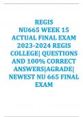 REGIS NU665 WEEK 15 ACTUAL FINAL EXAM 2023-2024 REGIS COLLEGE| QUESTIONS AND 100% CORRECT ANSWERS|AGRADE| NEWEST NU 665 FINAL EXAM