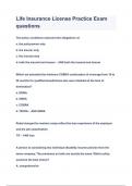 Life Insurance License Practice Exam Questions & Answers 2023&lpar;A&plus;GRADED 100&percnt;VERIFIED&rpar;