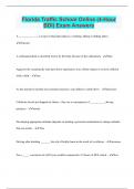Florida Traffic School Online &lpar;4-Hour BDI&rpar; Exam &vert; Questions with 100&percnt; Correct Answers &vert; Latest Update 2024 &vert; Verified