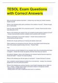 TESOL Exam Questions with Correct Answers 