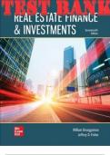 TEST BANK for Real Estate Finance & Investments, 17th Edition By William Brueggeman and Jeffrey Fisher. All Chapters 1-23.